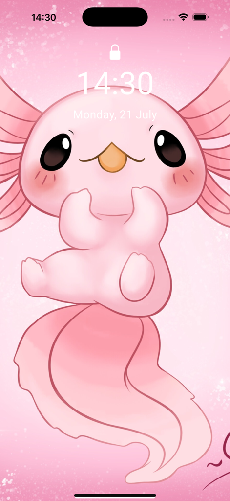 Cute pink axolotl illustration as a mobile phone wallpaper