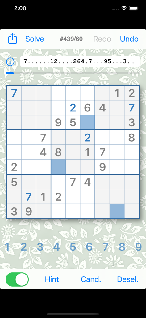 Smart Sudoku - Interfaz de la aplicación Smart Sudoku que muestra una cuadrícula de rompecabezas con entrada numérica y herramientas de estrategia