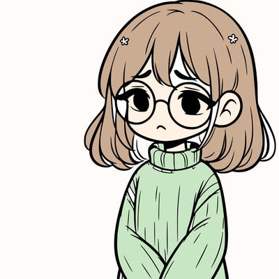 sad girl with glasses in a sweater