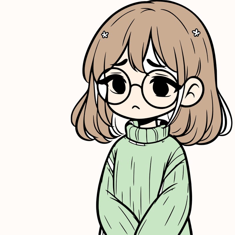 sad girl with glasses in a sweater