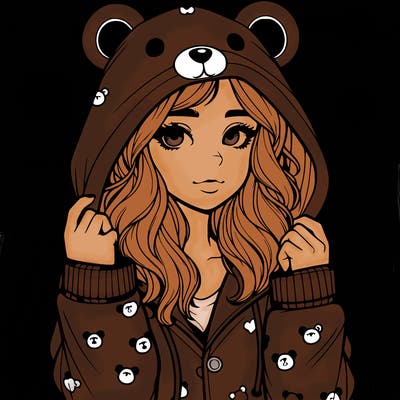 realistic girl in a animal pjs hoodie