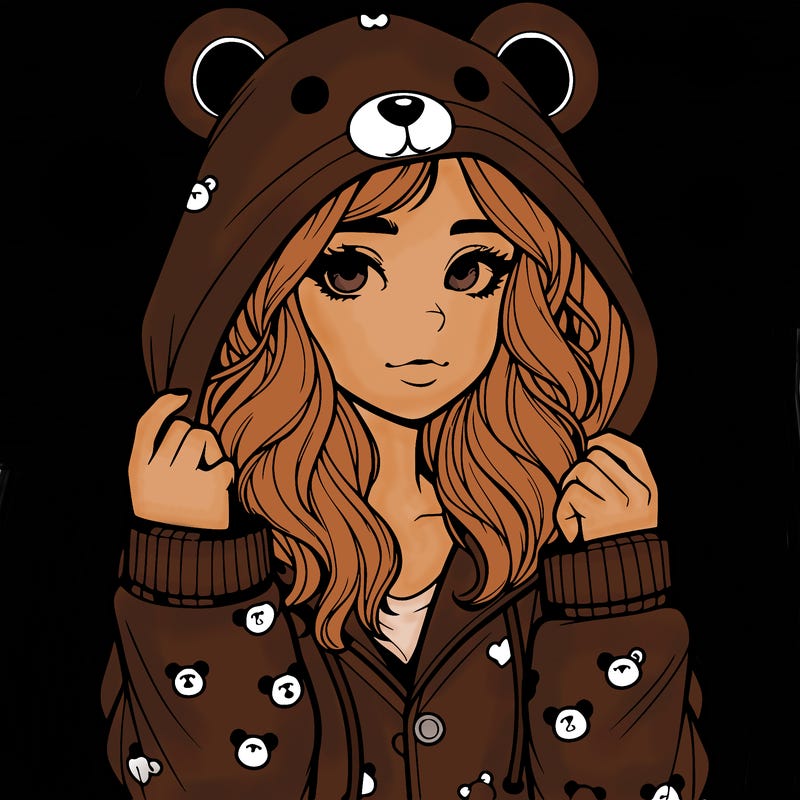 realistic girl in a animal pjs hoodie