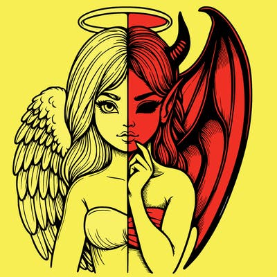realistic angel half demon