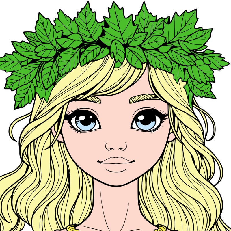 realistic girl with fall leaf crown