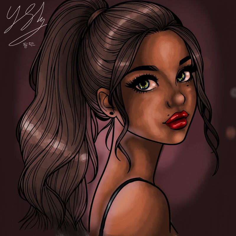 realistic pretty girl with high pony tail