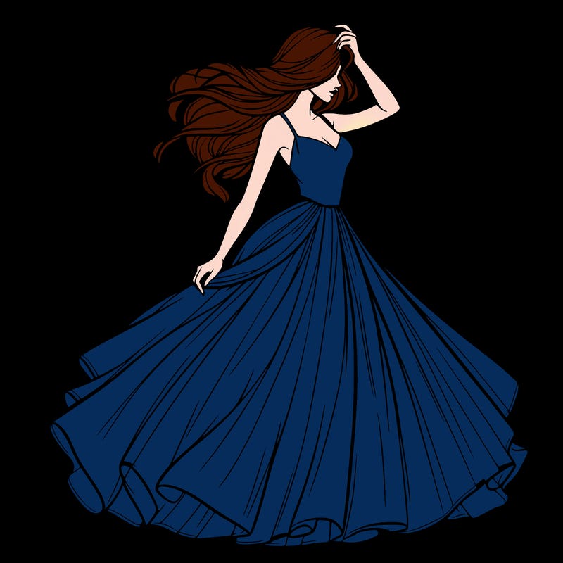 realistic woman with dress flowing in the wind