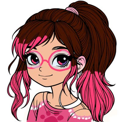 realistic girl with ponytail