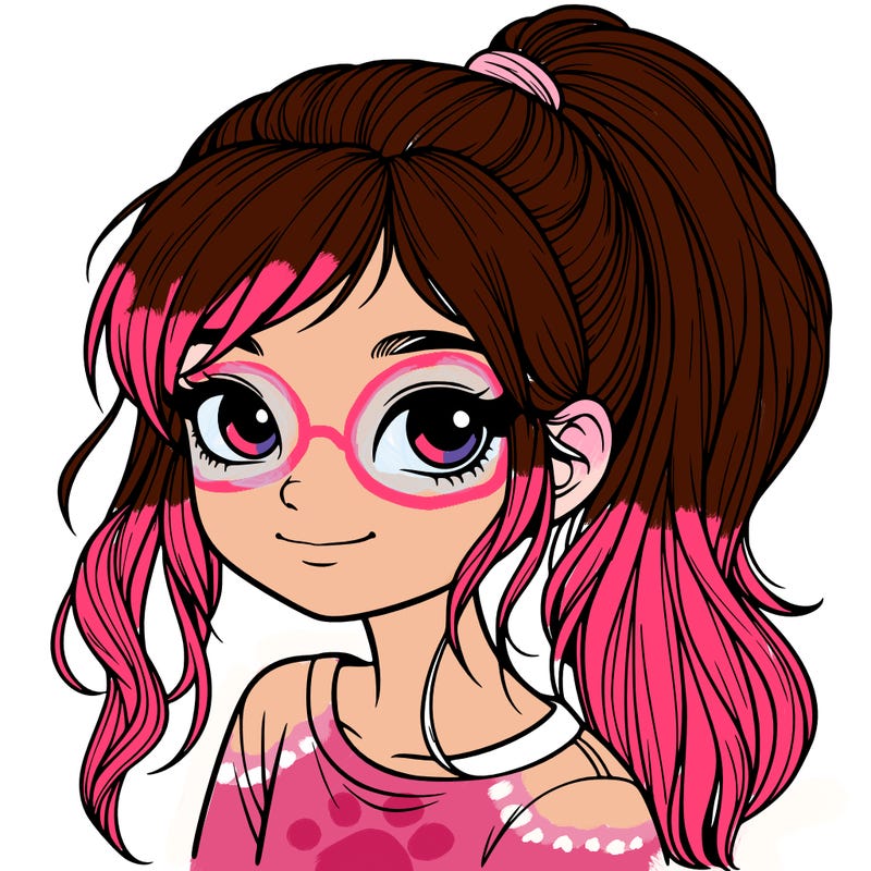 realistic girl with ponytail