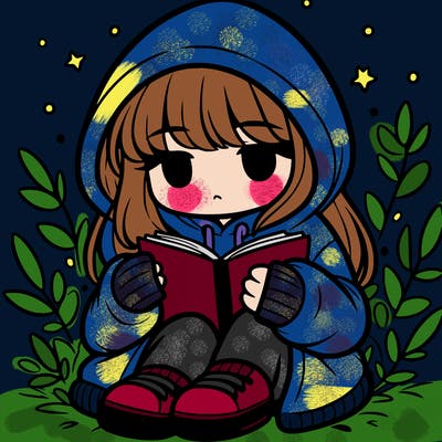 girl in oversized hoodie reading a book