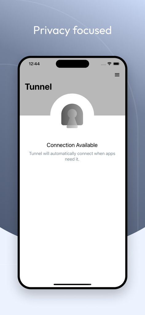 Tunnel (new) - Workspace ONE - プライバシーステータスと接続ステータスを示すWorkspace ONE Tunnelアプリの画面