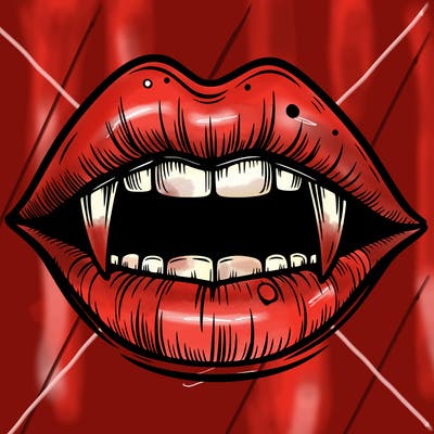 lips with vampire teeth