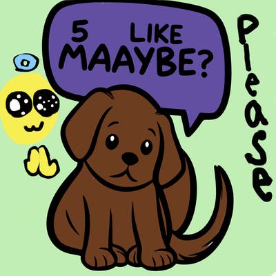 a puppy that says 5 like maybe