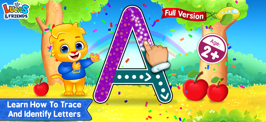 ABC Kids - Tracing & Phonics - Toddler tracing the uppercase letter A in ABC Kids educational app
