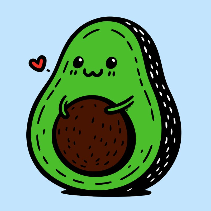 an avocado hugging an avocado