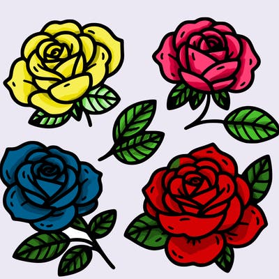 cute four pieces roses