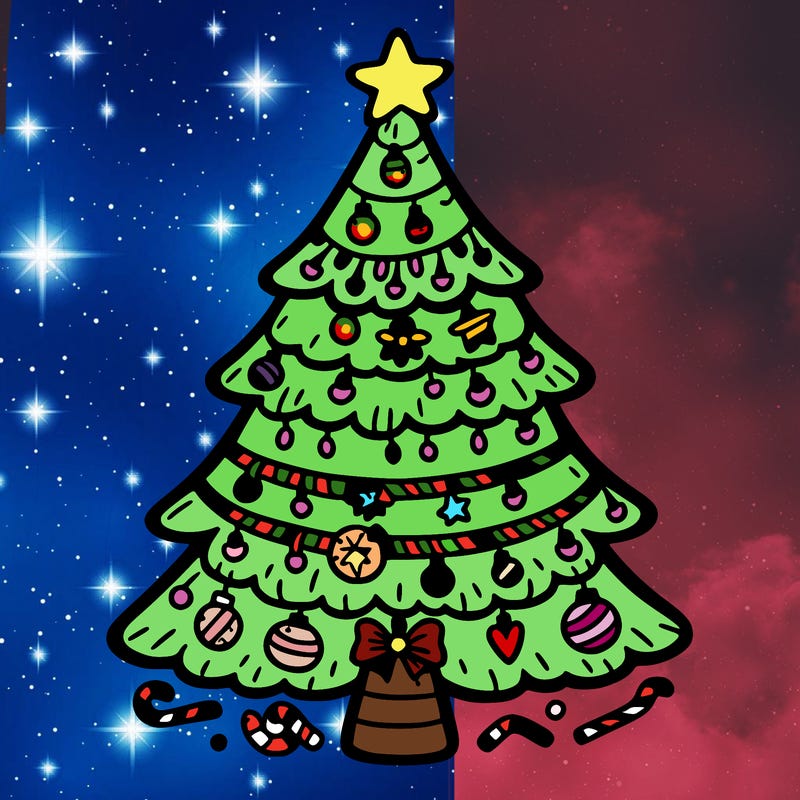 christmas tree with lots of details