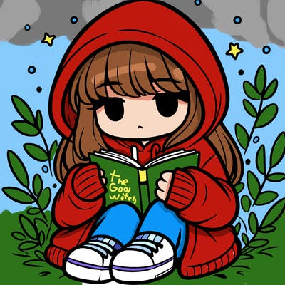 girl in oversized hoodie reading a book