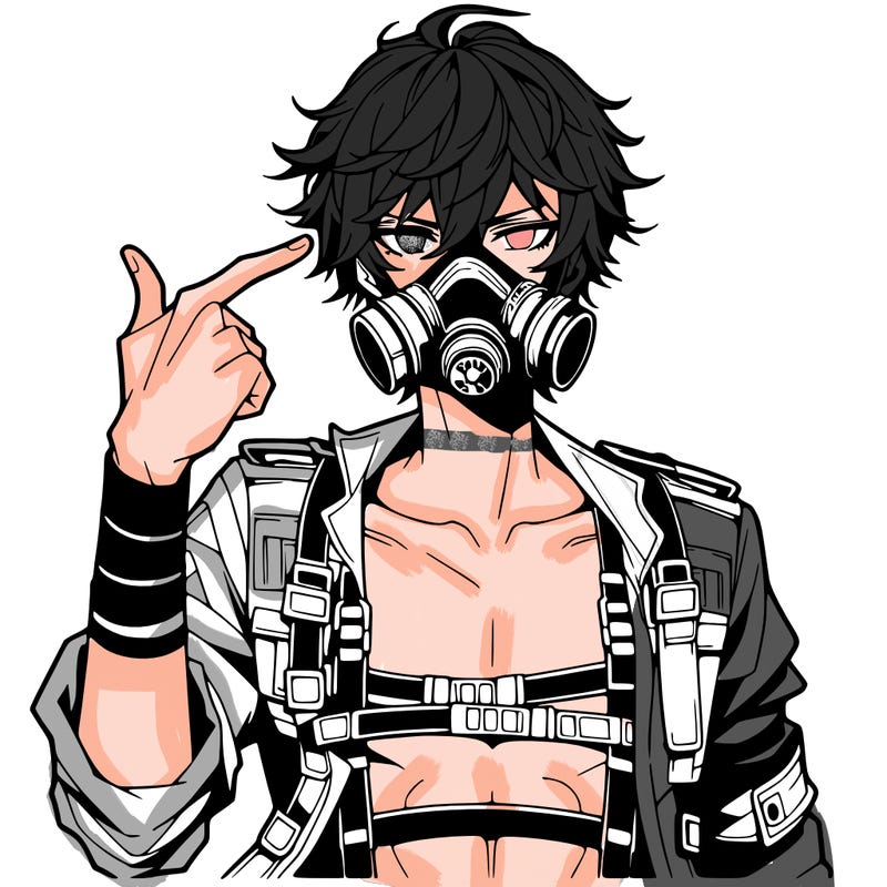 hot anime boy wearing gas mask