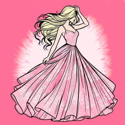 realistic woman with dress flowing in the wind