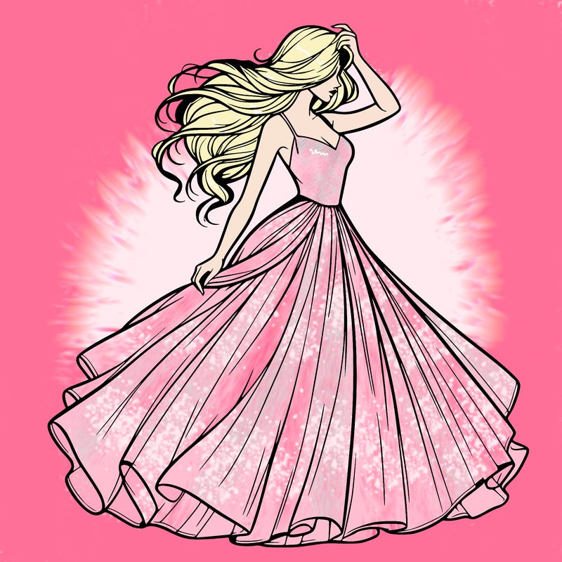 realistic woman with dress flowing in the wind