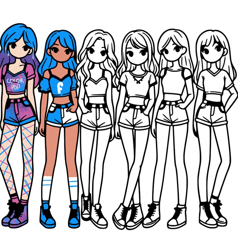 a group of girls wearing crop tops and shorts