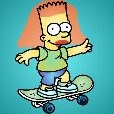 bart on his skateboard