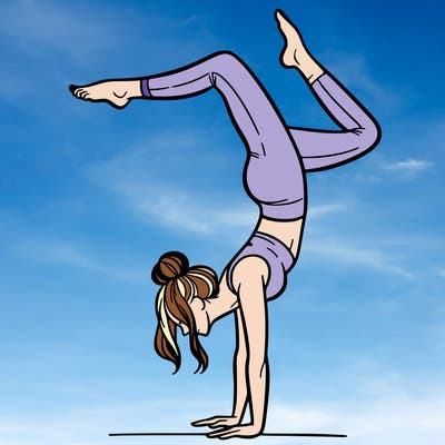 a woman doing a handstand