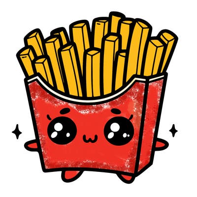 a cute. french fries