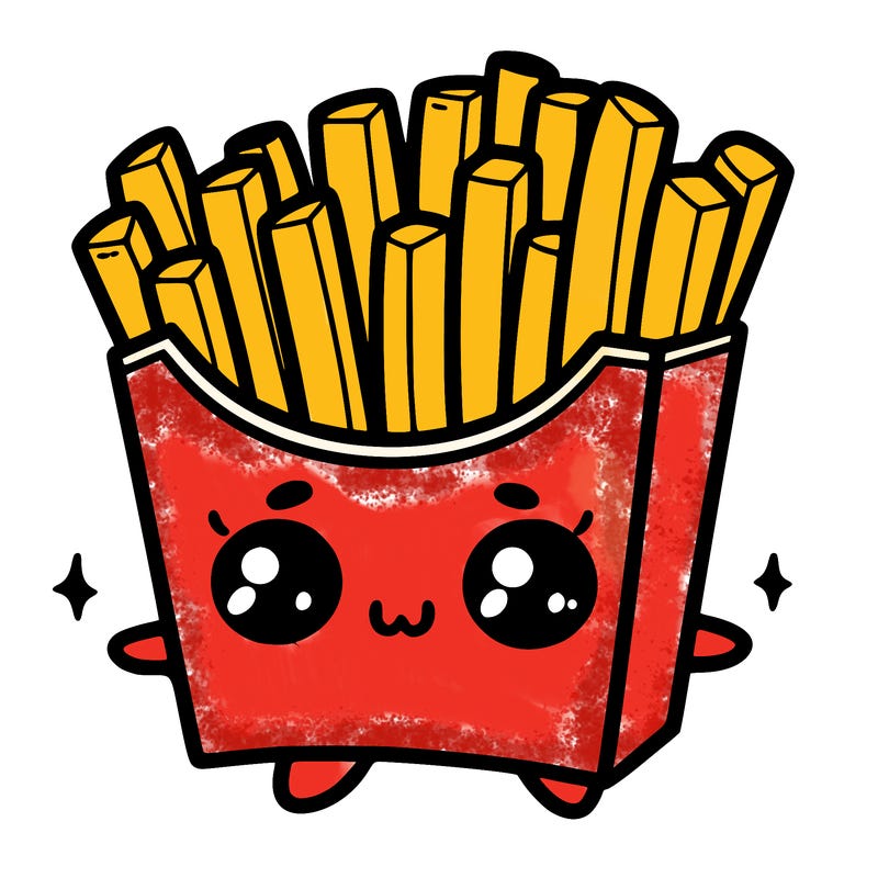 a cute. french fries
