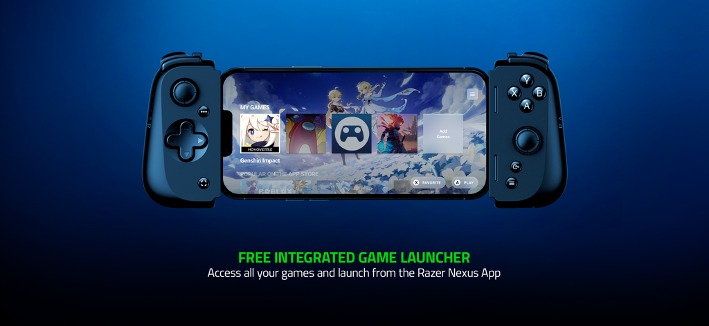 Razer Nexus - Razer Nexus integrated game launcher on a mobile phone with a Kishi controller