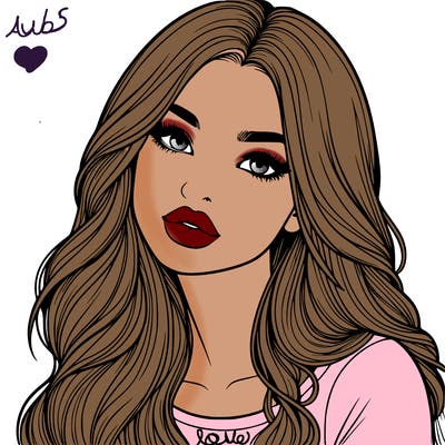 realistic girl with hair on her hair and lips