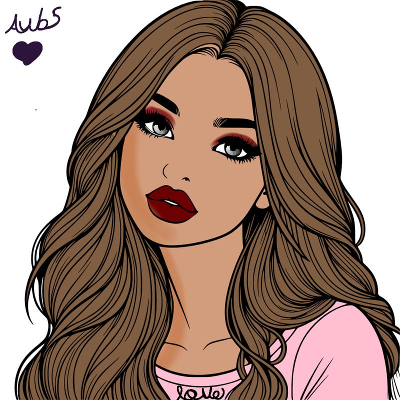 realistic girl with hair on her hair and lips