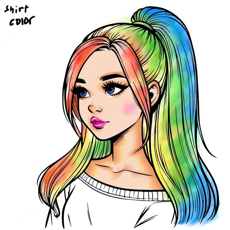 realistic girl with a high ponytail