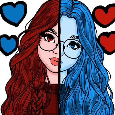 girl with long hair and freckles and glasses realistic