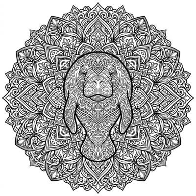 Discover a truly unique coloring experience with our Gothic Manatee Mandala. This intricate design beautifully merges the gentle manatee with dark, ornate patterns of a symmetrical mandala, offering a sophisticated challenge.