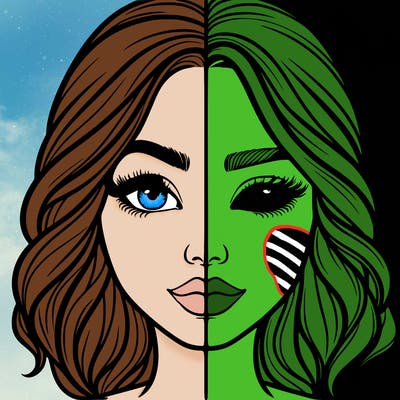 realistic girl split half