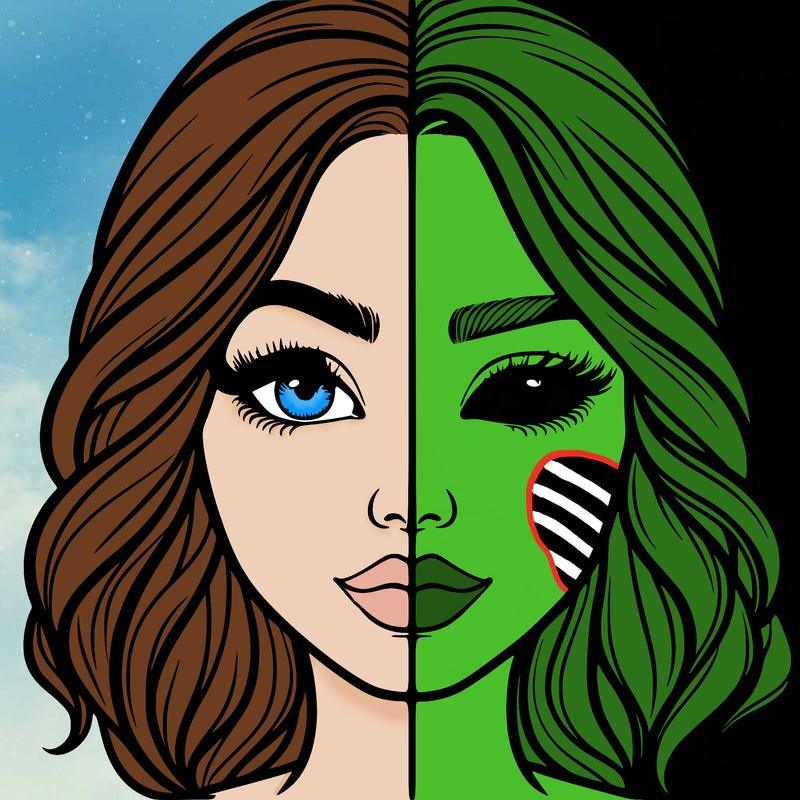 realistic girl split half