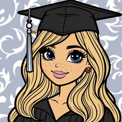 very pretty and realistic teenage girl graduating