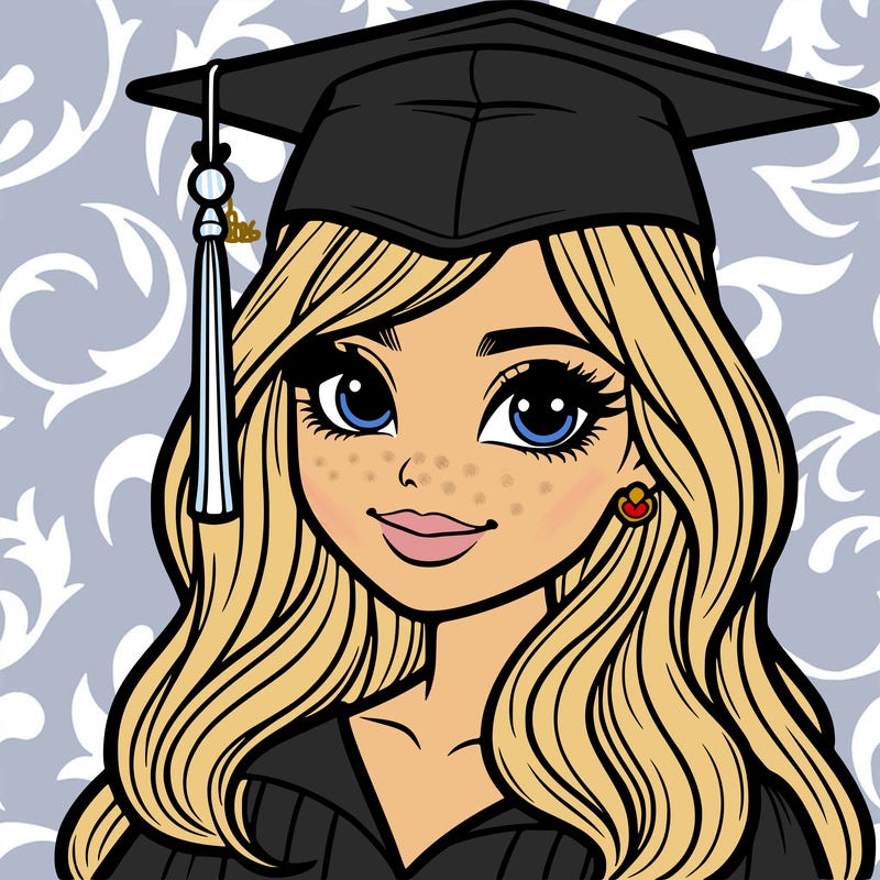 very pretty and realistic teenage girl graduating