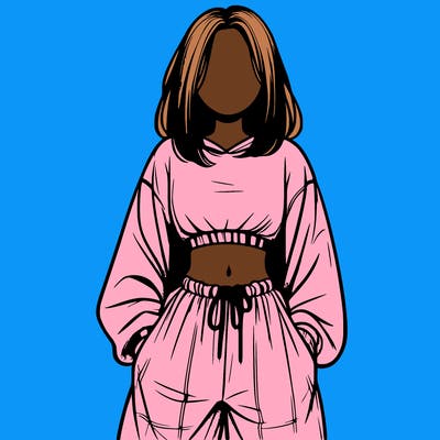 realistic girl faceless with baggy pants and a crop top