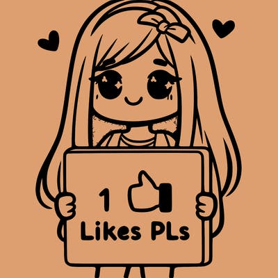 girl holding a sign saying 10 likes pls