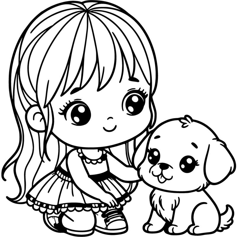 a girl and a puppy