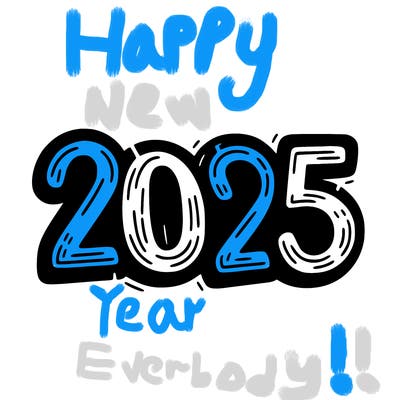 one line scrawled numbers sketch design “2025”