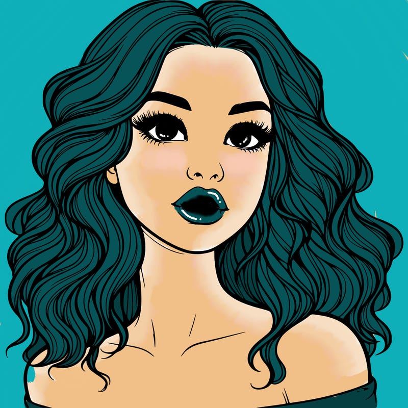 realistic girl with wavy hair and lips