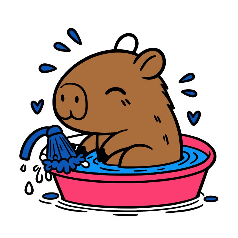 capybara taking a bath