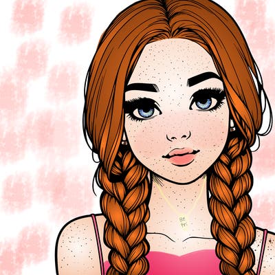 realistic girl with braids