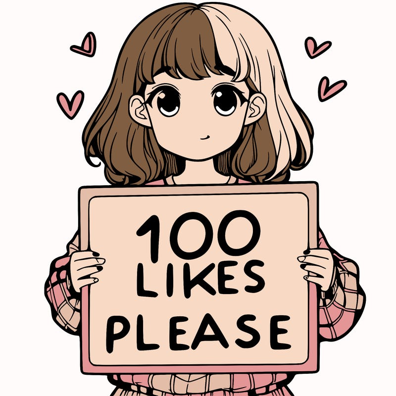a girl holding a sign saying 100 likes please