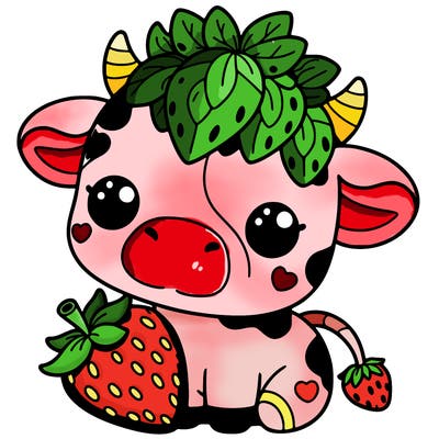 cute strawberry cow