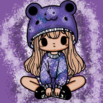 a girl wearing a frog hat and some frog socks