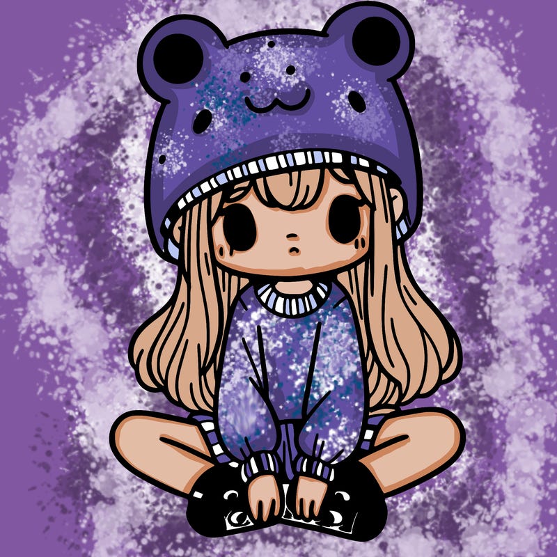 a girl wearing a frog hat and some frog socks